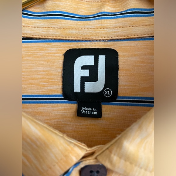 FJ Foot Joy men's extra large short sleeve orange striped athletic polo shirt - Picture 4 of 6